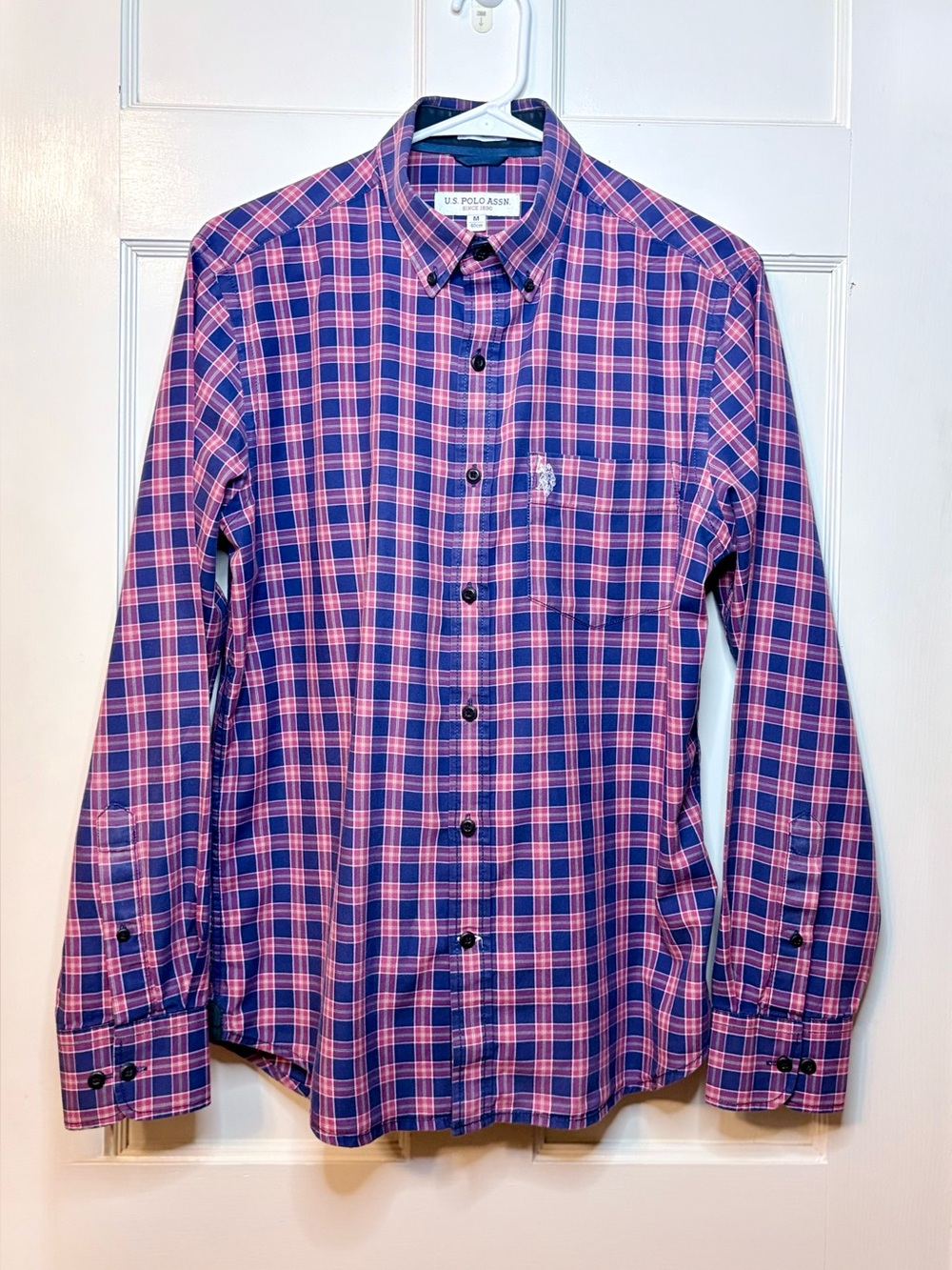 U.S. Polo Assn. Men’s Pink and Blue Plaid Button-Down Shirt